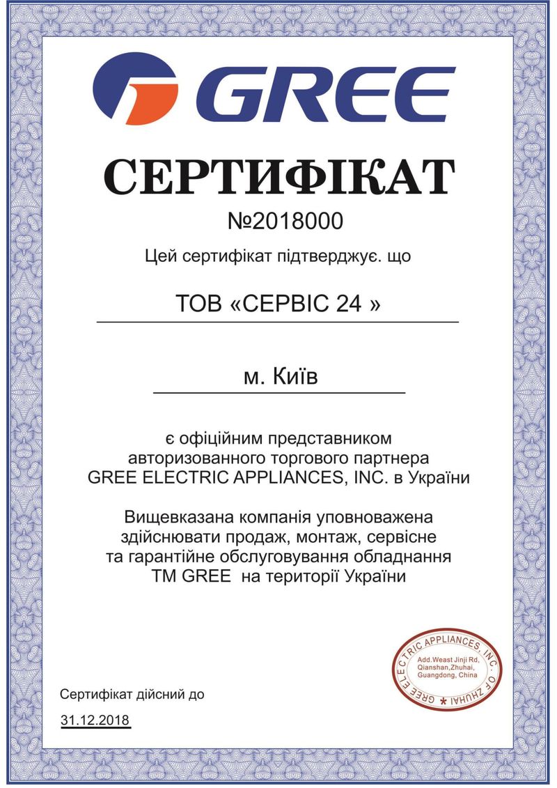 Сертифікат GREE